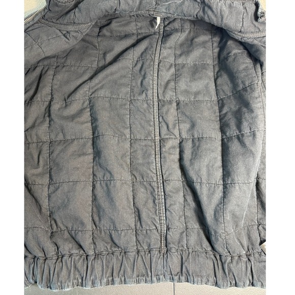 Free People Dolman Quilted Washed Black Bomber Jacket Womens Large Zip Up - Picture 4 of 10